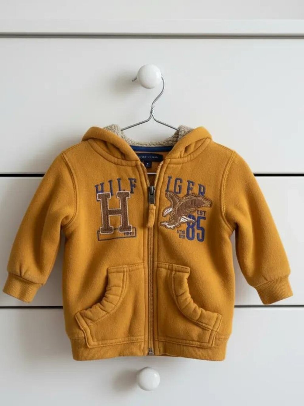 Tommy Hilfiger Mustard Yellow Sherpa Zip-Up Hoodie Jacket 6-9 Months